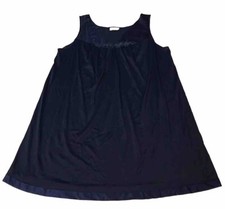 Vintage Vassarette Night Gown Women XXXL - 3X Silky Nylon Navy Blue Knee Length