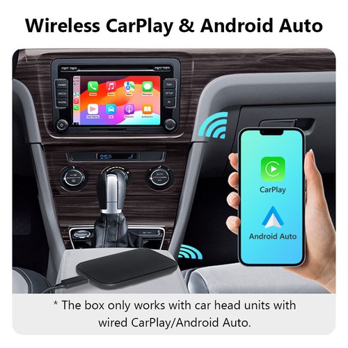 Wired to Wireless CarPlay AI box Android Auto Adapter Converter Netflix YouTube - Picture 2 of 7