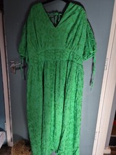 BNWT Marks & Spencer Size 10 Green Leaf Embroidered Short Sleeve Maxi Dress 202v