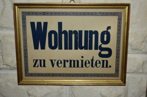 Altes Schild 20/30er Jahre,Wohnung Zu Vermieten,,Retro,Vintage,Mietshaus,Orig. - Bild 1 von 2