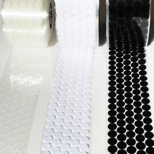 Hook & Loop Sticky Self Adhesive Round Dots 10,15,20,25,30mm Clear, Black, White - Picture 3 of 7