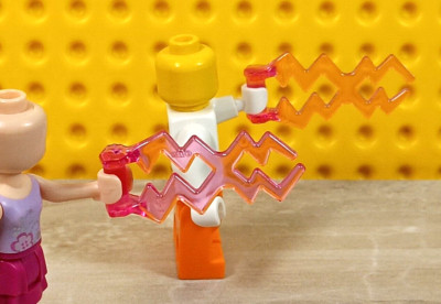 New LEGO Girl Power Bolts PINK Lot of 2 Clear Double Lightning Bar Handle ENERGY
