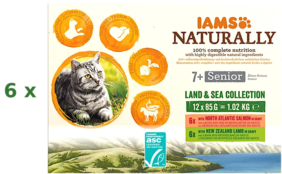 72 x 85 g IAMS Naturally Senior 7+ (€ 7,67/kg) Land & Sea Collection in Sauce