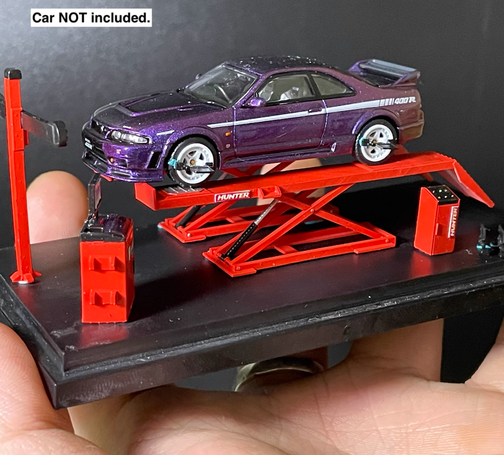 Scena Officina 1:64 Con Attrezzo Allineamento Ruote Rosso - Garage Modellino Resina Auto - Foto 2