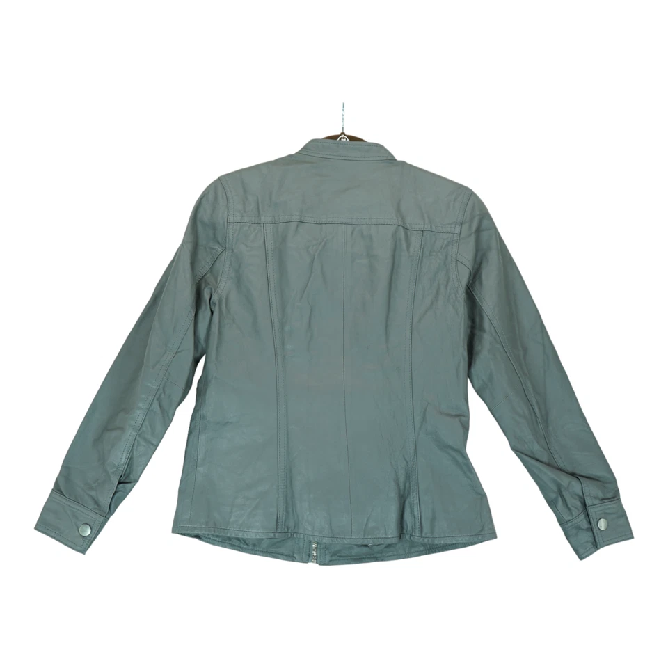 Chaqueta para mujer Terry Lewis CLASSIC Luxuries cuero genuino gris talla XS cremallera completa Foto 3 de 4