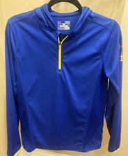 Under Armour Long Sleeve Youth Large Hooded 1/4 Zip Blue Basketball