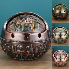 Aschenbecher mit Deckel Winddichte Aschenbecher kugelförmig Vintage-Relief Deko