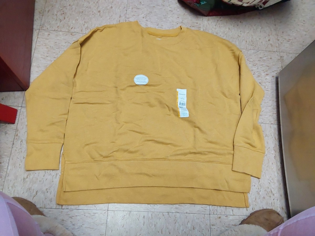 Nwt Time And Tru Womens French Terry Sweatshirt Gold Side Slits L