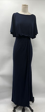 BHLDN Lena Flutter Sleeve Maxi Dress Navy Front Slit Formal Gown Women Size 4