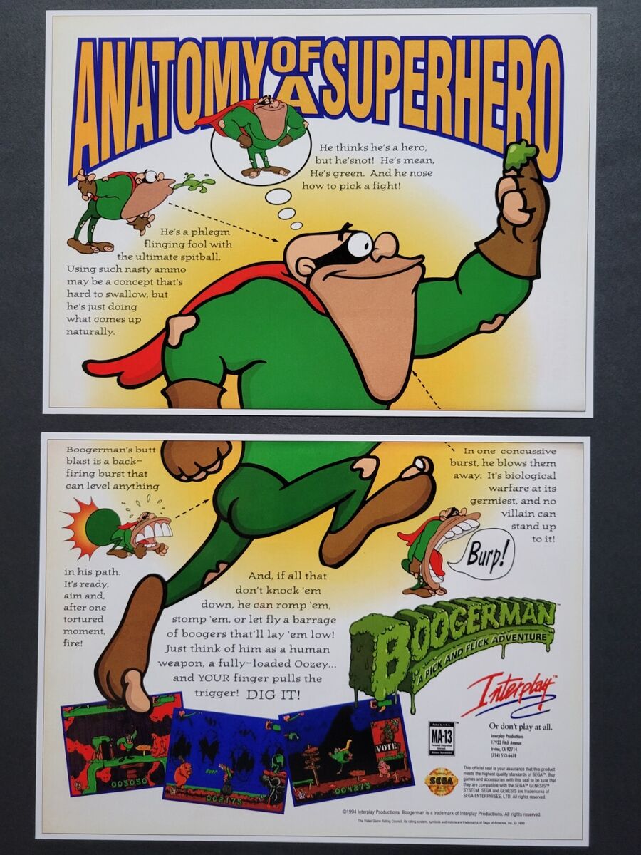 Boogerman a Pick and Flick Adventure Sega Genesis SNES Promo Boogerman a Pick and Flick Adventure Sega Genesis SNES Promo