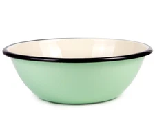 Green Enamel Bowl Enameled Mixing Bowl Deep Plate for Salads Soup Chips 2.5 L