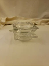 Lot of 3 Vintage Square with Round Center 4 Cigarette Clear Glass Ashtray