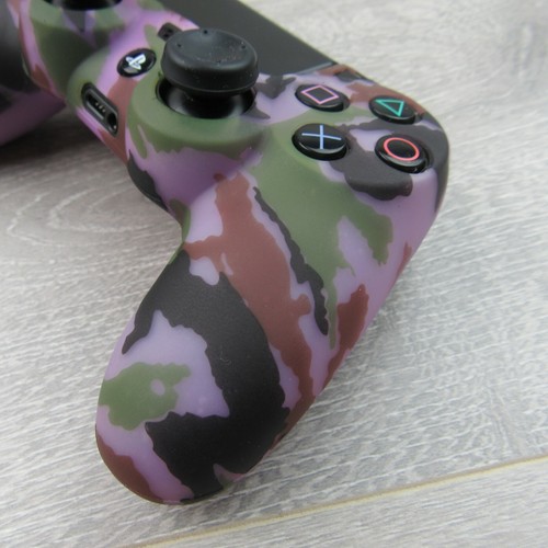 Silicone Grip Purple Camo Shell Non Slip + (8) Thumb Caps For PS4 Controller - Picture 4 of 9