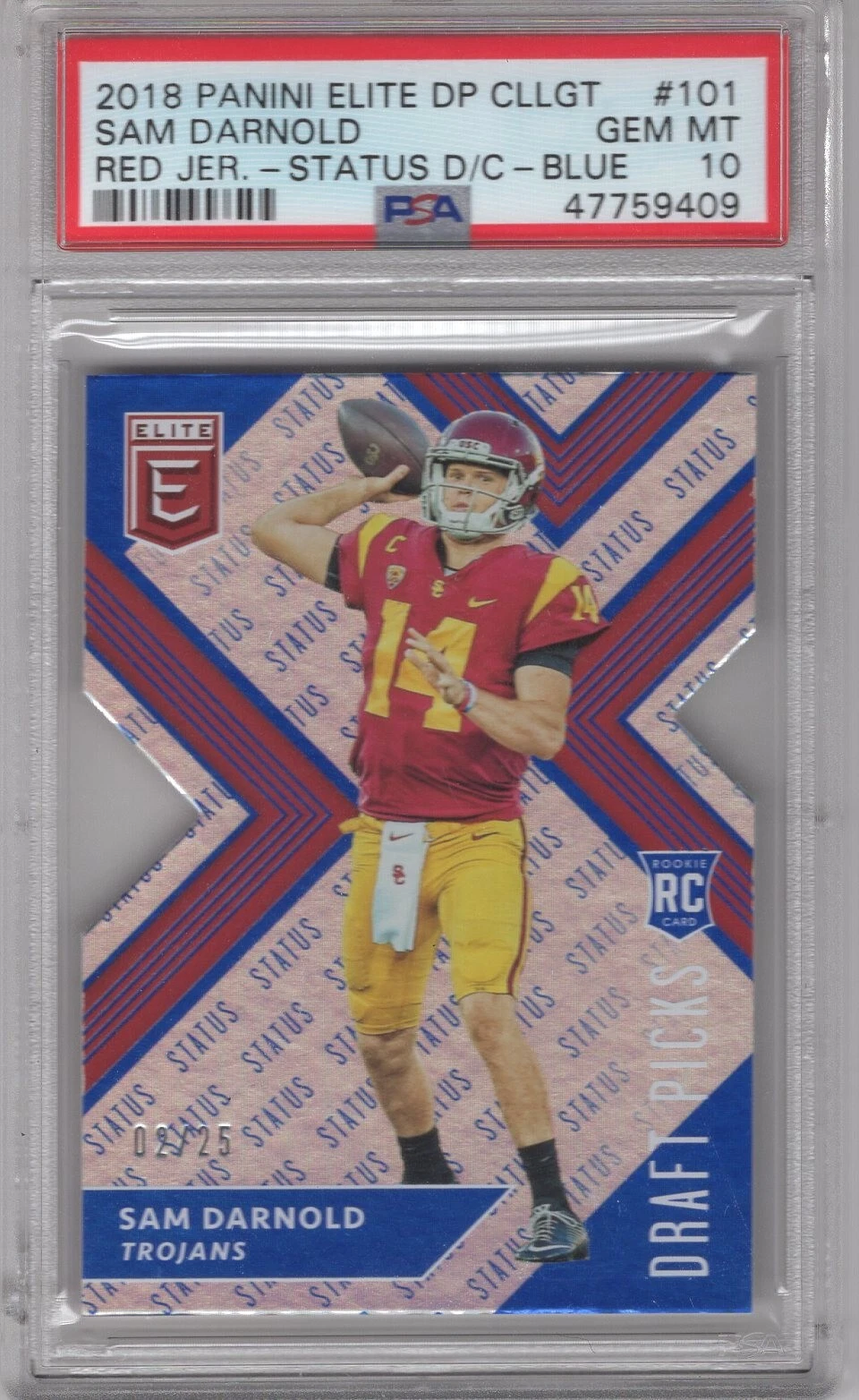 Sam Darnold Panini Elite Draft Picks Collegiate #101 Red Jersey-Status Die-Cut-Blue