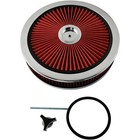 For Sbc Bbc High Flow 14" x 3" Red Round Thru Washable Air Cleaner w/ Chrome Lid