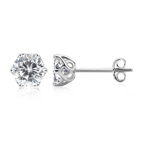 Unisex zertifizierte Moissanit 5 mm 6,5 mm runde geschnittene Ohrstecker M175 - Bild 6 von 10
