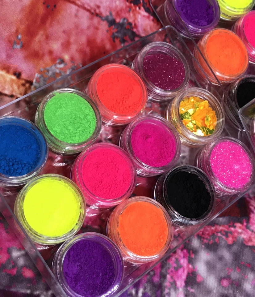 Bright Neon Matte Glitter Eyeshadow Shadow Pigment Palette Nail Art Powder - Image 3 of 4