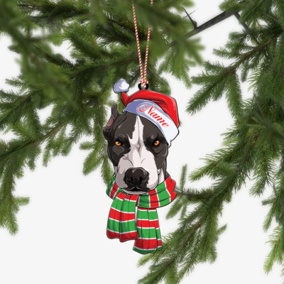 Pitbull Dog Christmas Ornament, Pit Bull Dog Car Ornament, Pitbull Dog Xmas Gift
