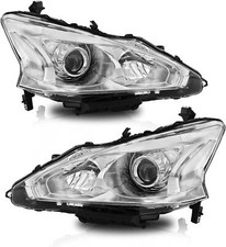 Headlights Assembly for 2013-2015 Nissan Altima Sedan Chrome Clear Headlamps