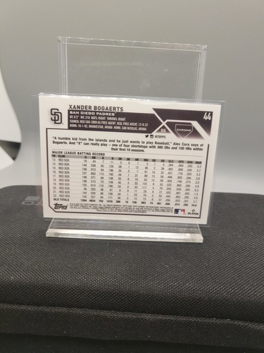 2023 Topps Chrome Purple Speckle #/299 44 Xander Bogaerts - San Diego Padres - Picture 3 of 3