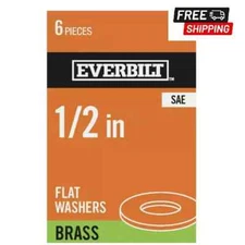 Everbilt - 1/2 in. Brass Flat Washer, Protects surfaces (6-Pack) - NEW