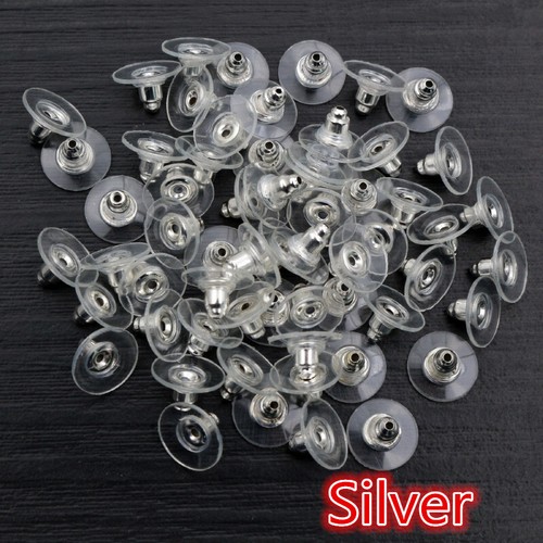 Plastic Metal Earring Backs Bullet Stoppers DIY Earnuts Ear Plugs Gold Silver - Picture 6 of 12