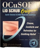 OCuSOFT Lid Scrub Original Pre-Moistened Pads Wipes Irritated Eyelids 30ct 07/25