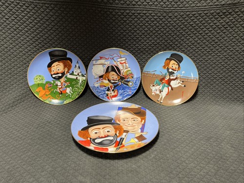 RED SKELTON Collectors Porcelain Plates SET of 4 Separately Hand-Signed by Red