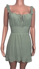 Reformation Light Green Silvia Smocked Mini Dress Nwt M Vacay Party Festival New