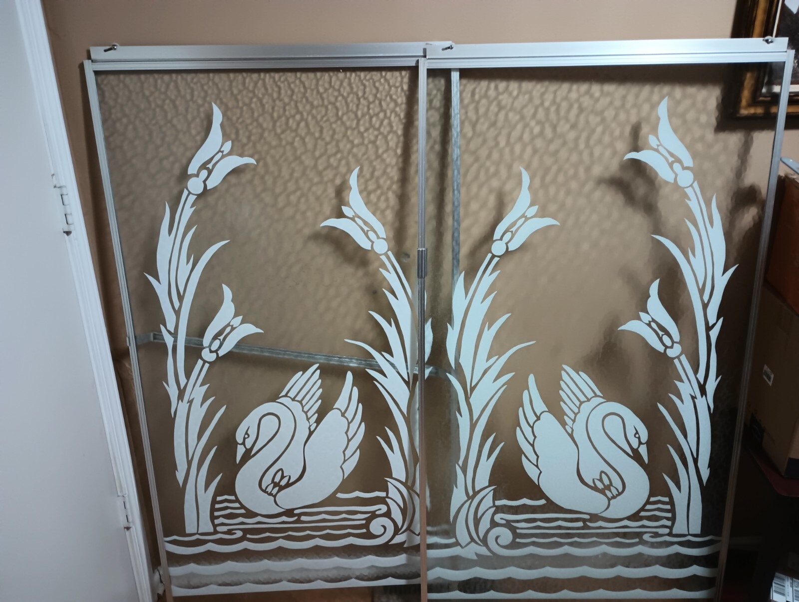 Etched Swan Shower Doors eBay