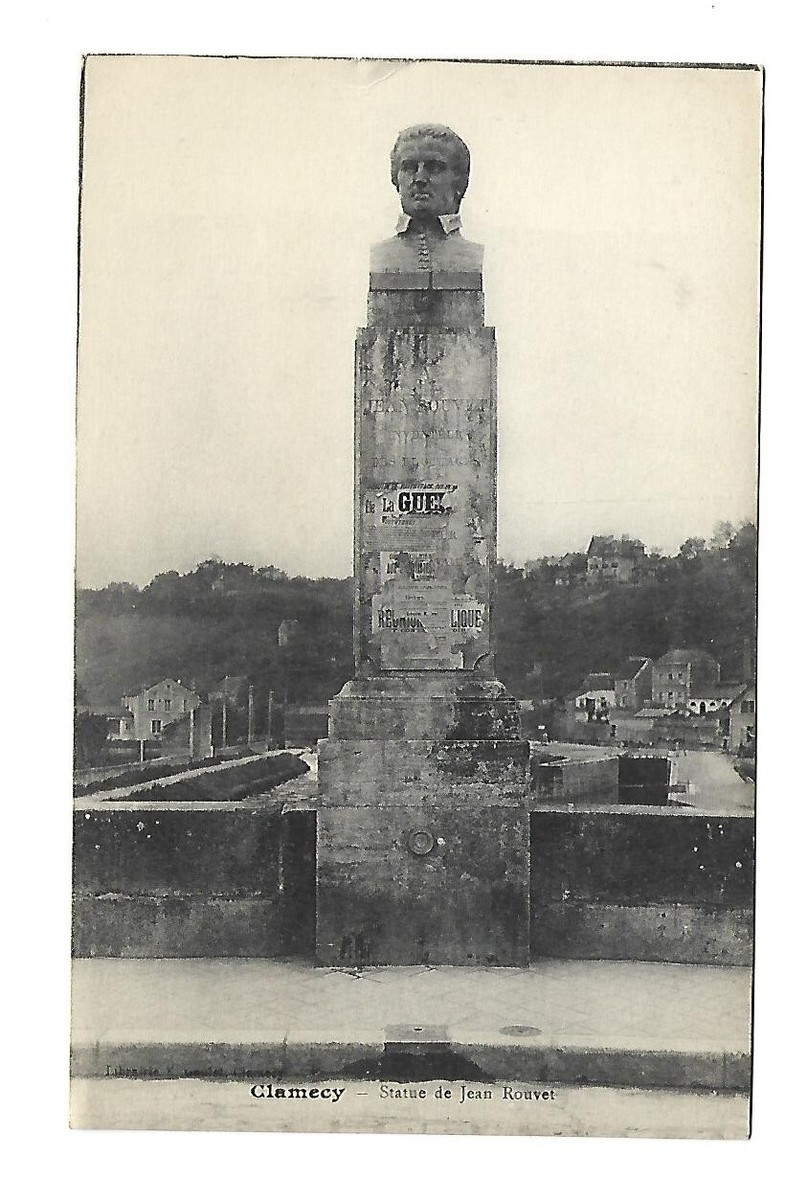 Clamecy, Nievre, France, Statue de Jean Rouvet, Old Postcard