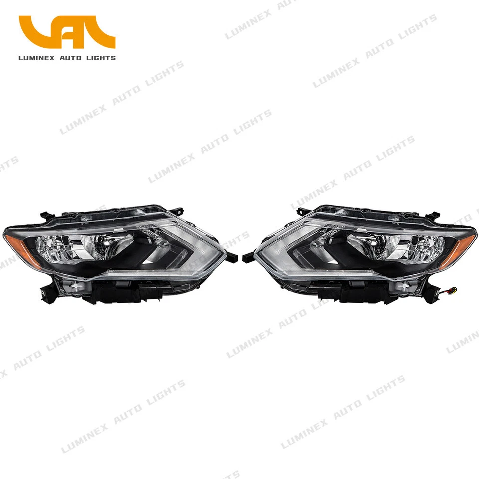 Headlight Assembly For nissan rogue 2017-19 Projector Halogen Chrome Right+Left Foto 3 de 4