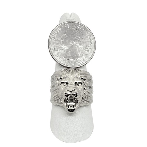 Solid 14K White Gold Mens Lion Ring XXL Heavy Size 5 - 15 - Picture 3 of 9