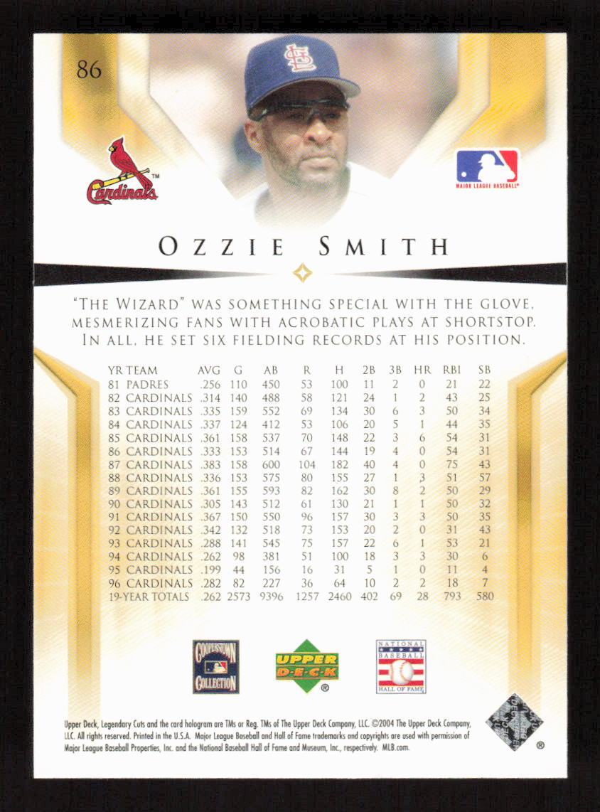 Ozzie smith 2004primecut サインカード Ozzie Smith 2004 SP