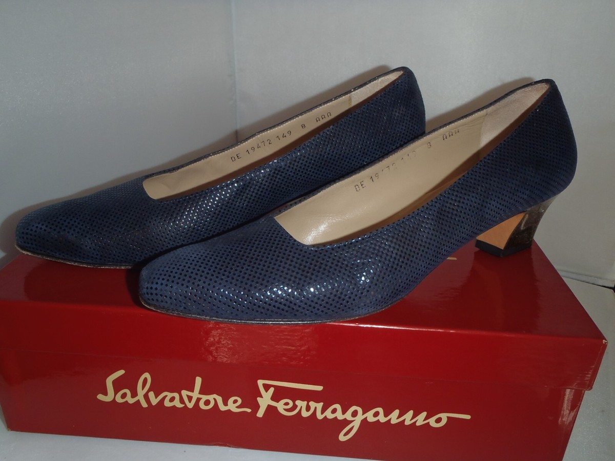 Salvatore Ferragamo Billion Navy Pebble Suede Calf Women  display picture 3