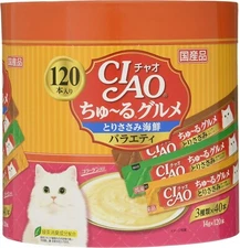 INABA CIAO Churu Gourmet Cat Treats 14g × 120 Sticks Seafood Chiken Veriety