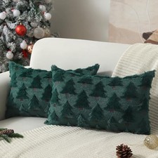 Christmas Pillow Covers 12x20 inch Set of 2 Xmas 20" x 12" Pack of 2 Green