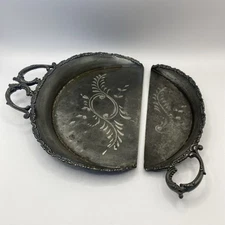 Quadruple Plate Victorian Silent Butler Crumb Pan & Catcher Set