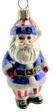 Patriotic Santa Claus Christmas Ornament Glas...