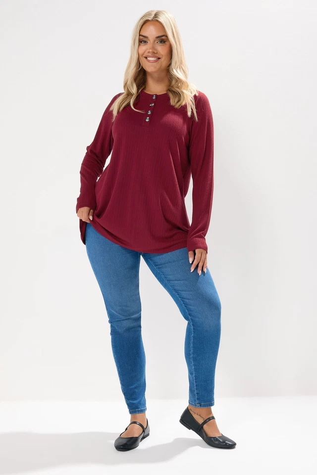 Yours Curve Women's Plus Size Henley Swing Top - Image 2 of 4