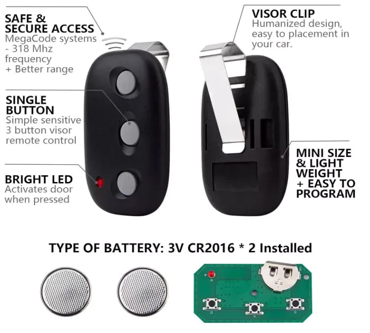 2 PCS Remotes FOB For Linear LD033 MCT-3 MCT-11 ACT-31B for 318MHZ Garage Door - Image 3 of 4