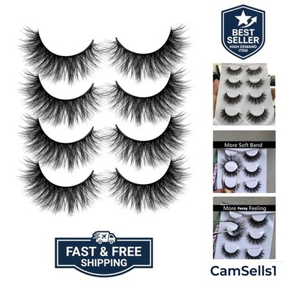 ALICROWN Faux Mink Lashes Pack 3D Volume Natural Thick Volume Wispies Cross F...