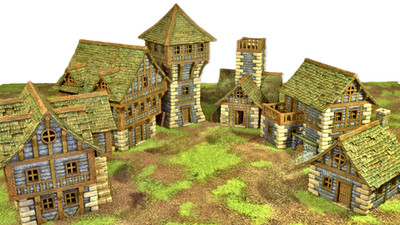 Medieval Fantasy 3D Printed Houses Set - 32mm/28mm Tabletop Terrain for Wargames