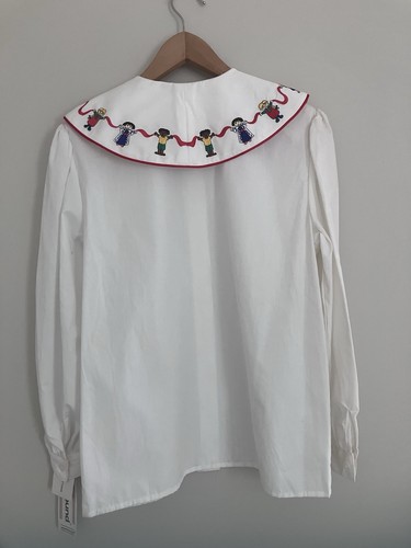 Vtg 90s Deadstock Westbound White Embroidered Button Up Shirt Peter Pan Collar 6 - 第 9/9 張圖片