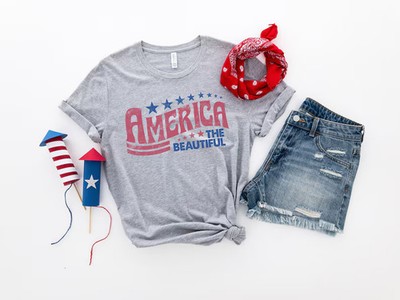 America The Beautiful Freedom Comfort Tee Patriotic USA Flag