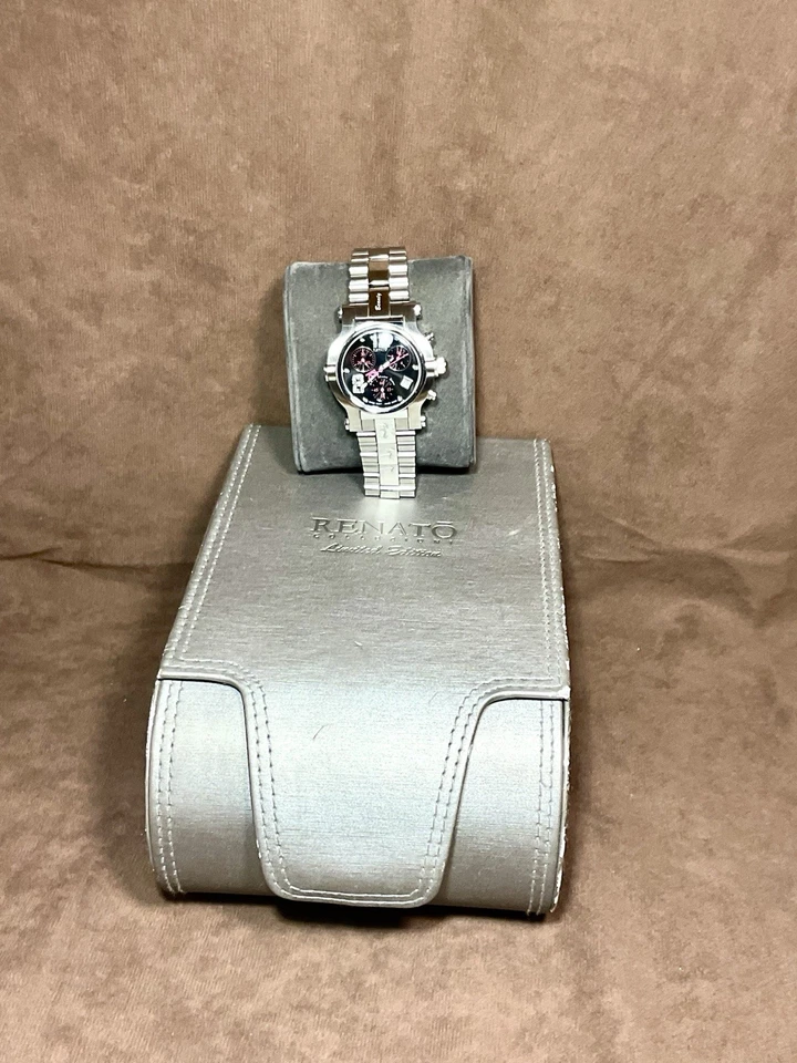 Reloj para mujer Renato Beauty Swiss cronógrafo esfera negra/rosa diamante edición limitada Foto 3 de 4