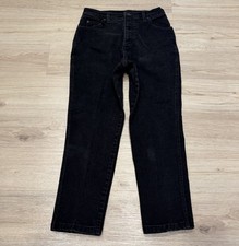 Lands End Straight Leg Jean Size 12 Cotton Lycra USA Made High Rise Black 29x26