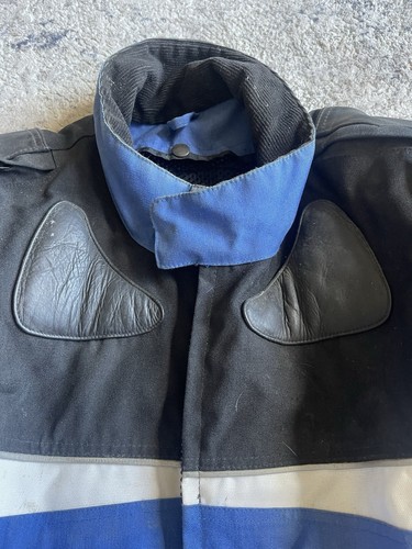 VINTAGE Y2K DuraTrak Black Men's Motorcycle Padded Armour Jacket XL Black/Blue - Picture 6 of 16