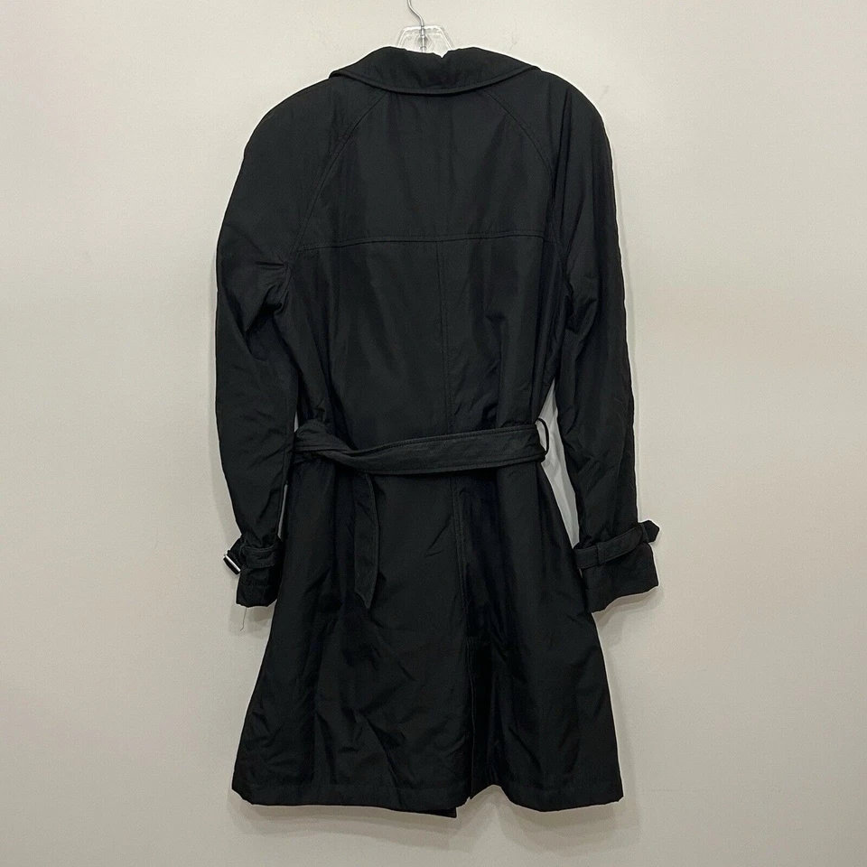 Black Rivet Light Belted Trench Coat Jacket Womens Large Black Belted Double - Image 2 of 4