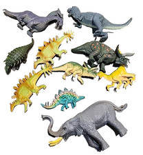 Dinosaur figure Toys lot Mixed Sizes And Species Rubber Pretend Play